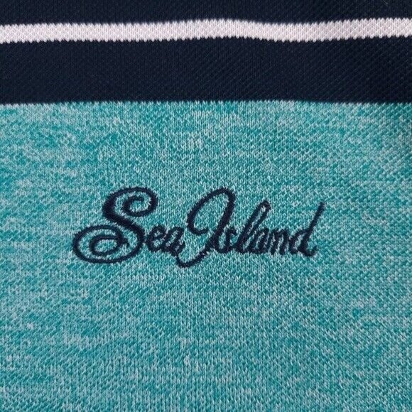 FootJoy Mens FJ Sea Island Golf Polo Shirt XL Green Black Stripe - Picture 3 of 9